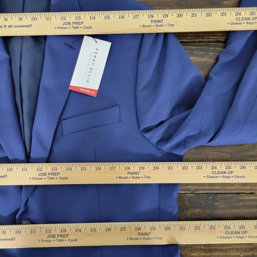 Perry Ellis Portfolio Men's Sport‎ Coat Blazer Two Button Blue Stretch 42S NEW